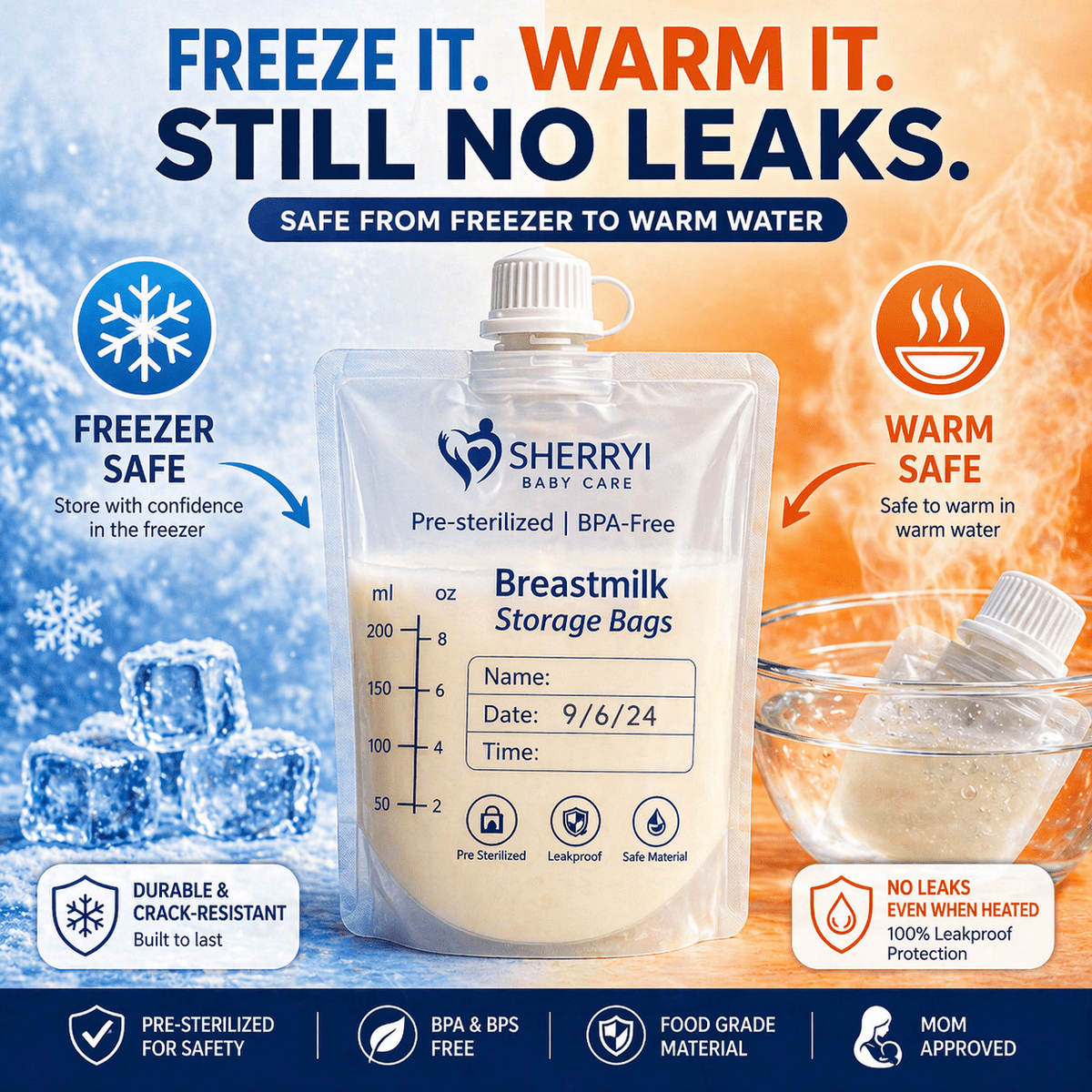 Direct Pump Breast Milk Storage Bags with Adapter (30 Count), Leak-Proof, Pre-Sterilized 8oz/250ml | Sherryi - SherryiBreast milk storage bagsDirect Pump Breast Milk Storage Bags with Adapter (30 Count), Leak-Proof, Pre-Sterilized 8oz/250ml | SherryiSherryiSherryi
