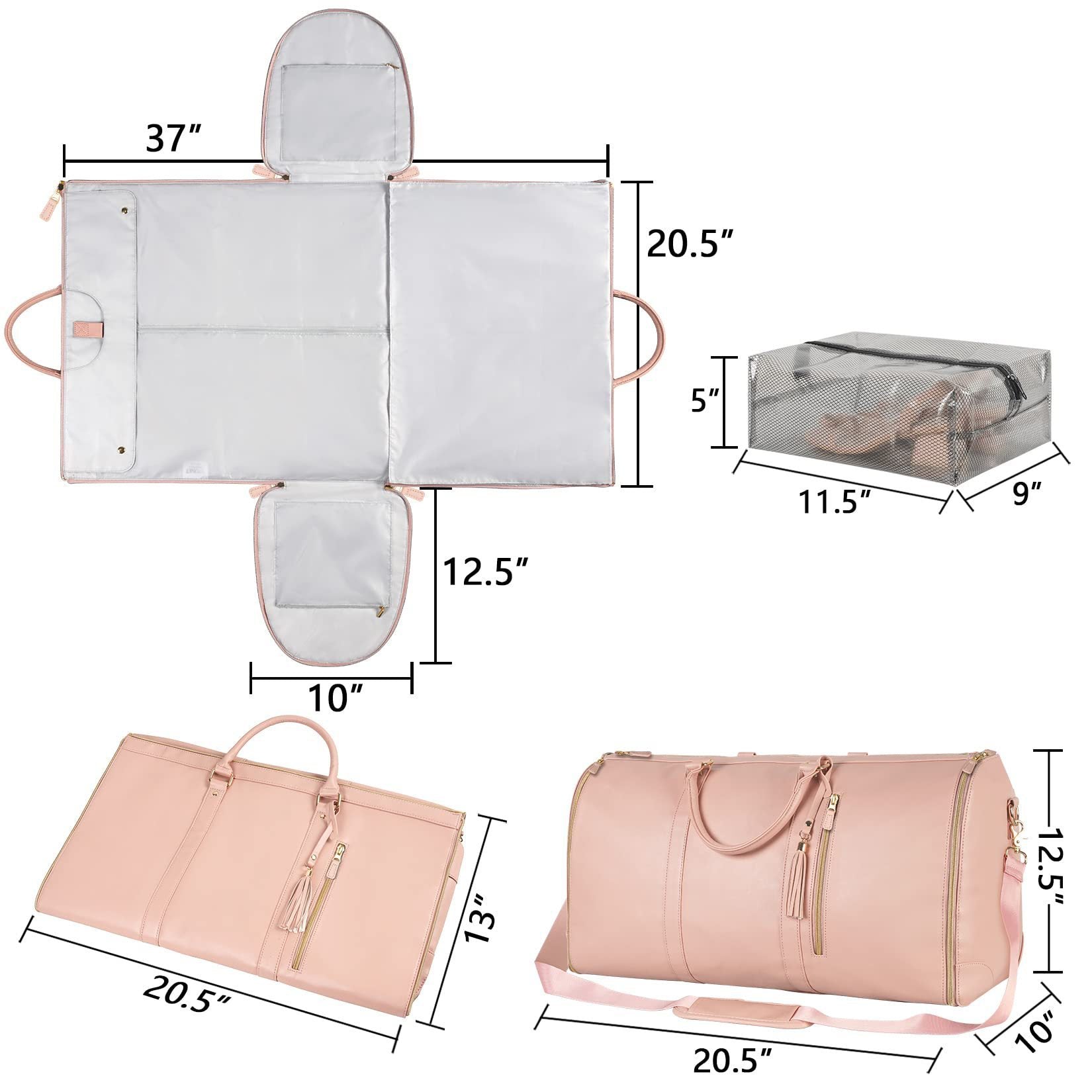 Large Capacity Travel Duffle Bag Women's Handbag Folding Suit Bag Waterproof Clothes Totes - Sherryi