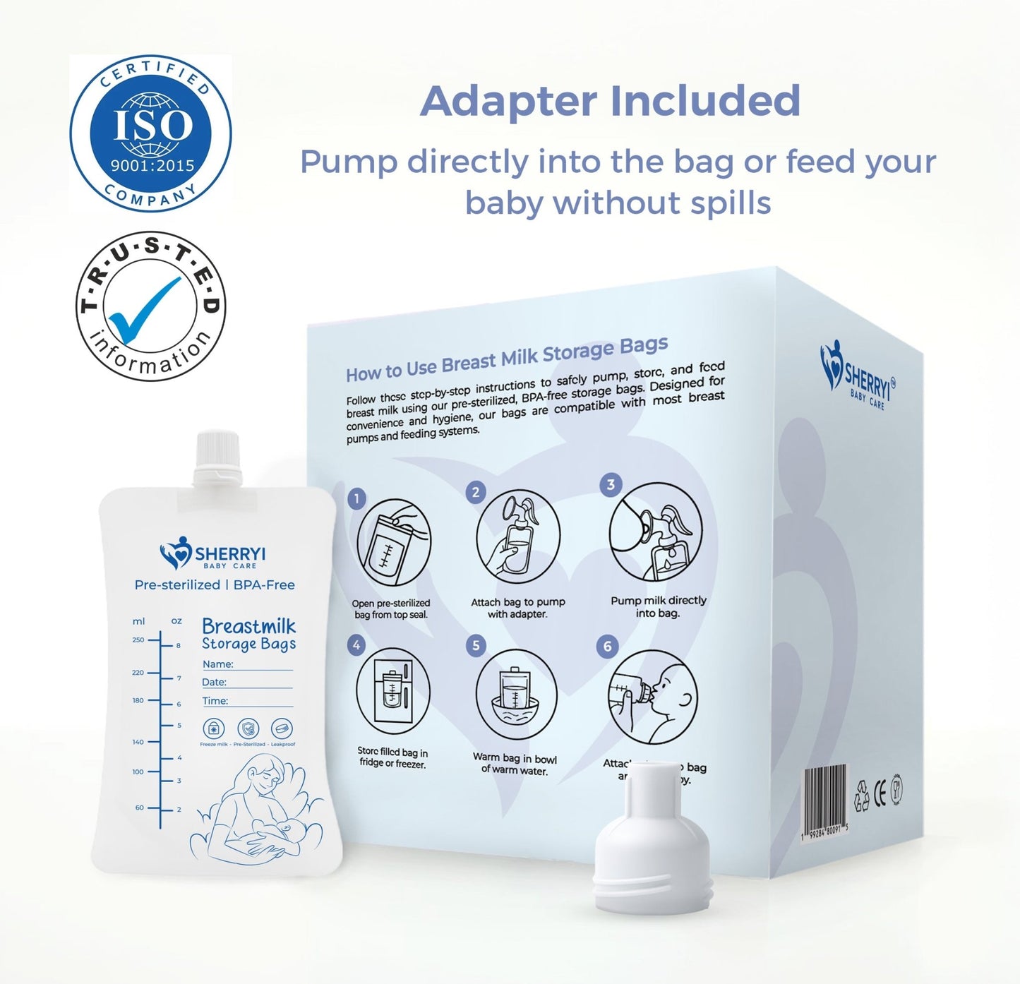 Sherryi Breast milk storage Bags with Adapter - SherryiSherryi Breast milk storage Bags with AdapterSherryiSherryi