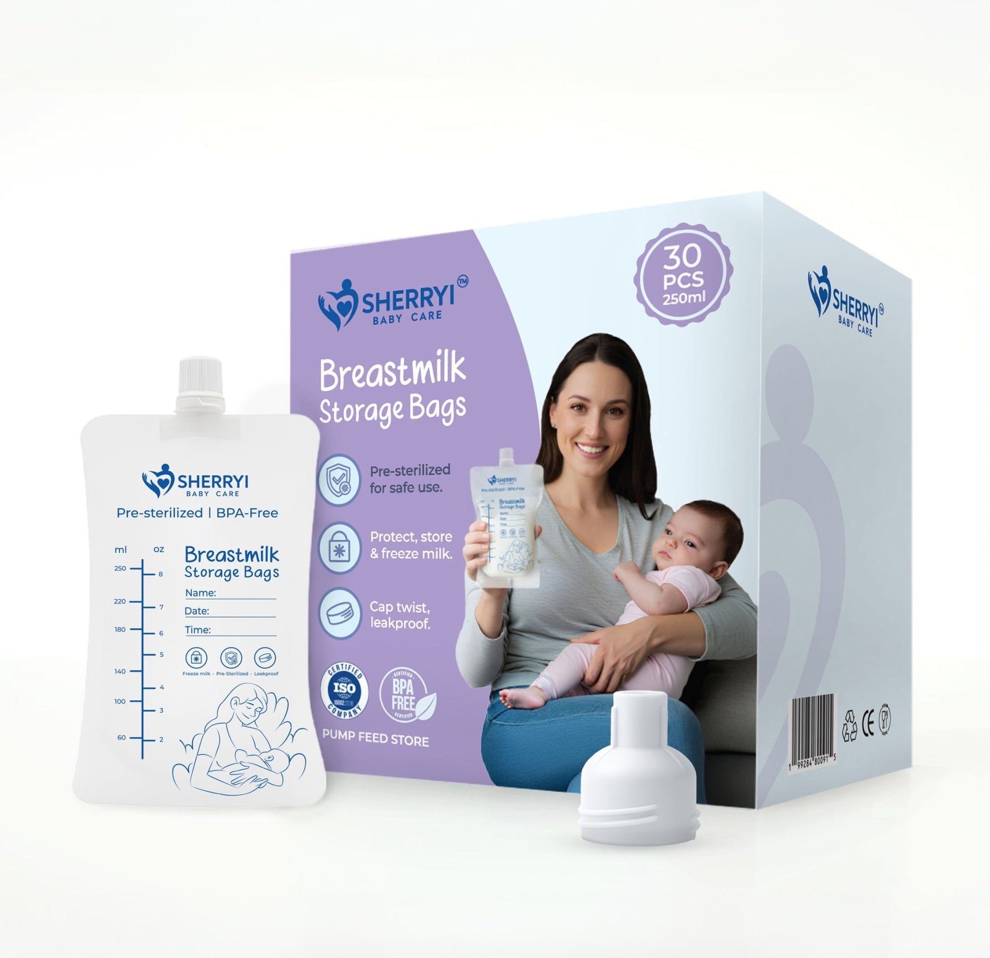 Sherryi Breast milk storage Bags with Adapter - SherryiSherryi Breast milk storage Bags with AdapterSherryiSherryi
