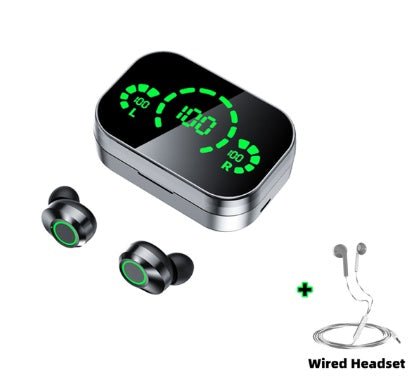 YD03 Wireless Bluetooth - compatible Headset TWS Large Screen Smart Digital Display In Ear Breathing Light - Sherryi