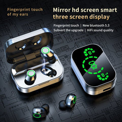 YD03 Wireless Bluetooth - compatible Headset TWS Large Screen Smart Digital Display In Ear Breathing Light - Sherryi