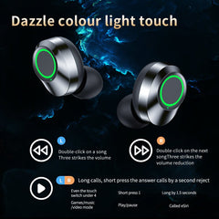 YD03 Wireless Bluetooth - compatible Headset TWS Large Screen Smart Digital Display In Ear Breathing Light - Sherryi